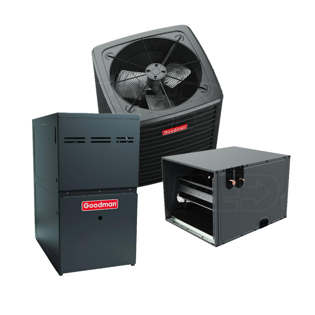 Goodman - 2.5 - Ton - 14.3 SEER2 - Gas Furnace System – 80% AFUE - Variable Speed - Horizontal Only System With Install